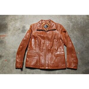 Vintage 90s Tiboa Leathers Brown Leather Jacket - Medium
